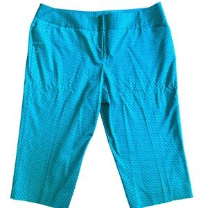 Worthington Women's Modern Fit Capri Pants Size 18 Blue‎ Geometric Print